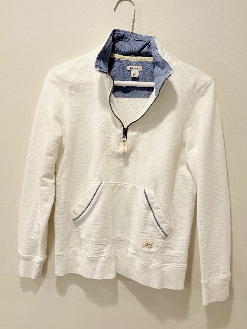 L.L. Bean Women's XS Petite White light Quarter Zip